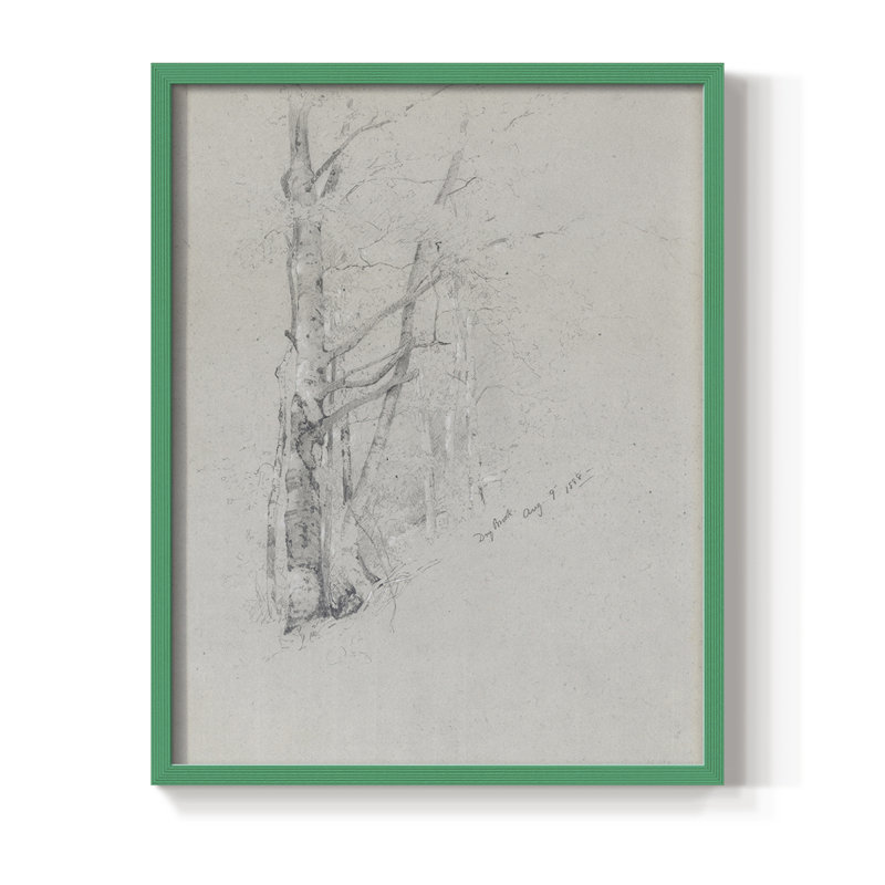 Croquis rétro, impression encadrée LVI - bois massif, H 11 po x l 9 po, Vert