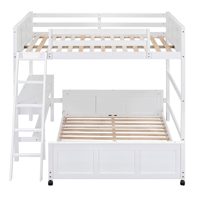 Lit superposé avec bureau, Blanc