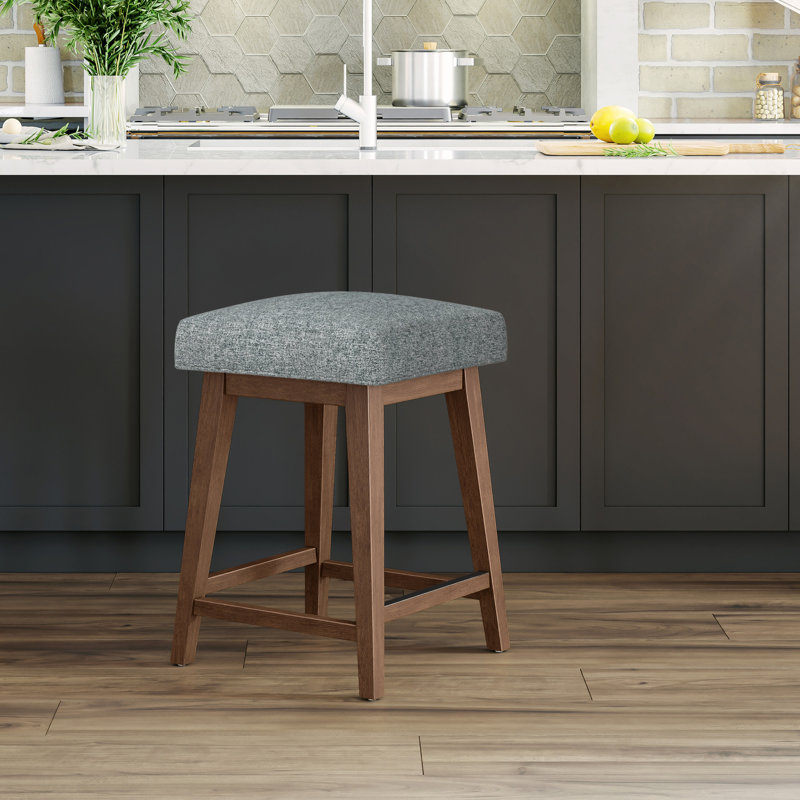 Tabouret pivotant carré en bois et à hauteur réglable Dorreen, Brun moyen, Graphite
