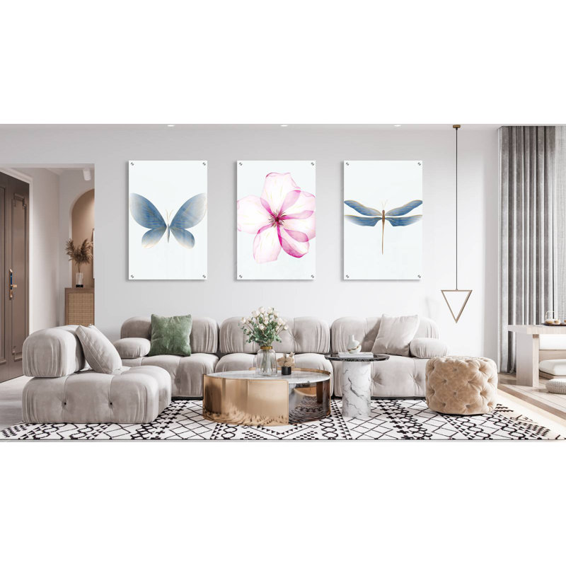 Libellule - ensemble de 3 reproductions sans cadre