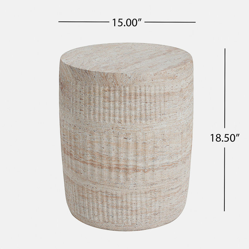 Table d'appoint d'extérieur / d'intérieur en béton léger, finition travertin