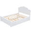 Full Size Wood Platform Bed with Headboard and Twin Size Trundle, White