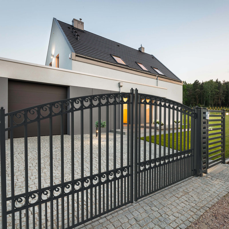Paris Style Black Steel Dual Driveway Gate 12 ft x 6 ft