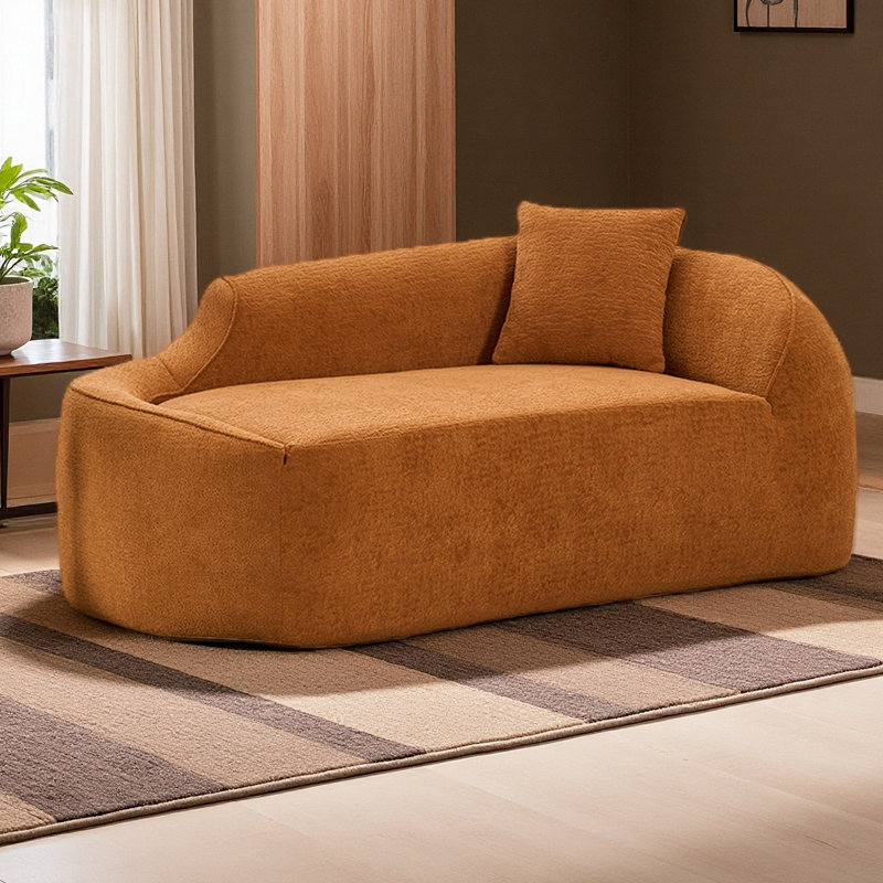 Chaise longue longue à compression avec méridienne intérieure en chenille moderne avec siège profond et 1 coussin, Orange