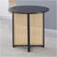 Table ronde en bois noir, fabrication entièrement en bois et en rotin, pour 2 à 4 personnes, diamètre 31,5 pouces