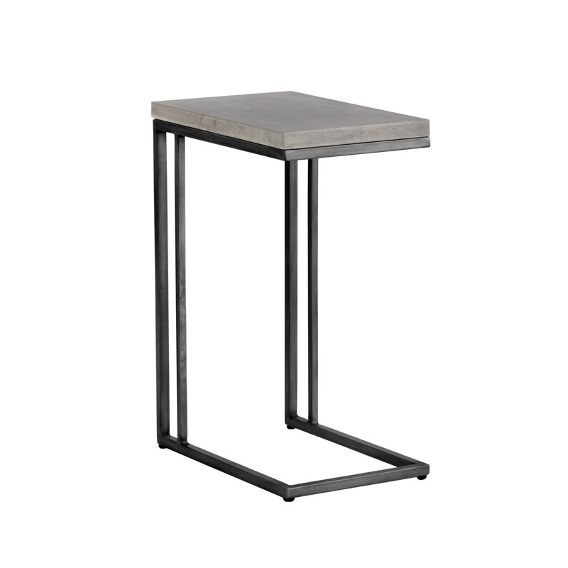 Ivanenko Concrete Top End Table - Grey, Gray/Black