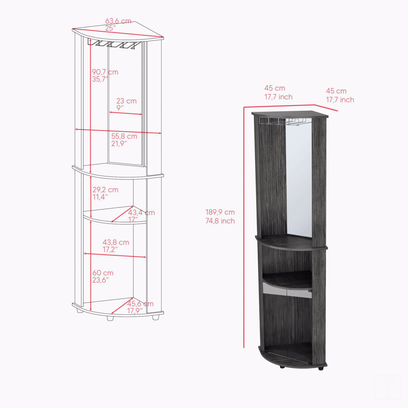 Corner Bar Cabinet, Gray