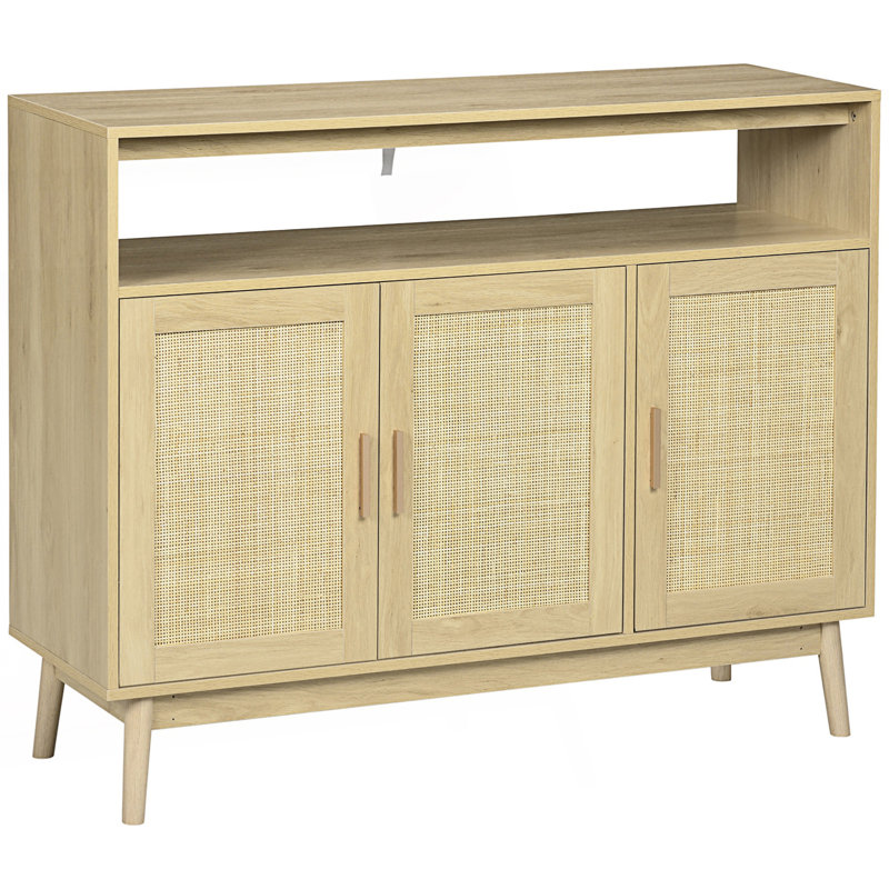 Buffet avec portes en rotin Boho