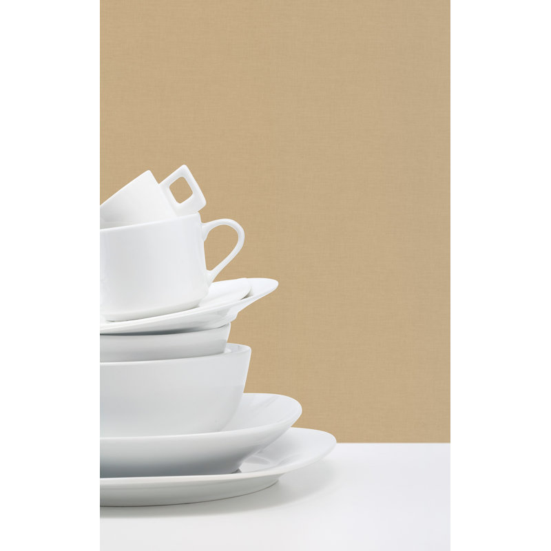 Miniatures 2 Plain Linen Design 33' L x 21" W Wallpaper Roll, Beige