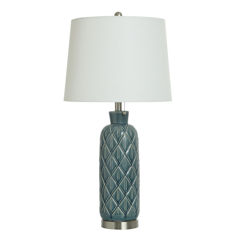 Sevigny - Ceramic Table Lamp - Off-White Shade, Blue Gray