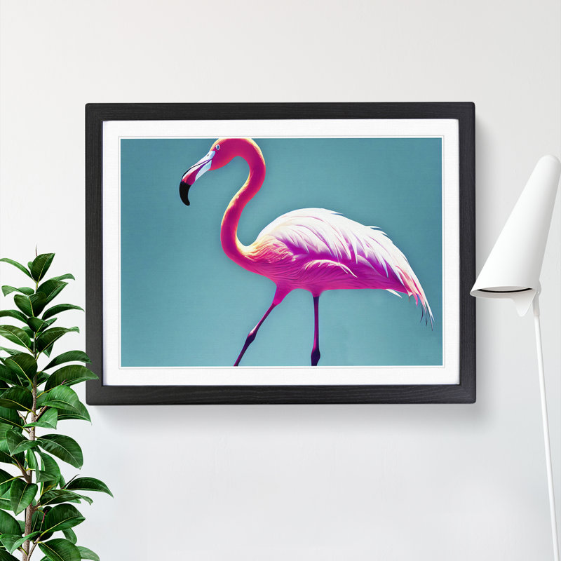 Resplendent Flamingo - Single Picture Frame Painting, Black Framed, 34cm H x 46cm W x 2cm D