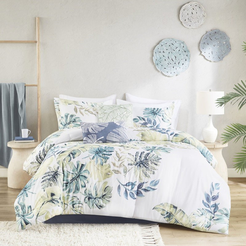 Édredon 100% coton - thème de plante tropicale et oreillers décoratifs de taille facile d'entretien