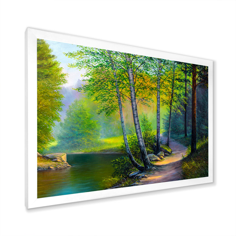 Rivière au printemps - Décoration murale traditionnelle sur toile, Impression blanche sur toile encadrée