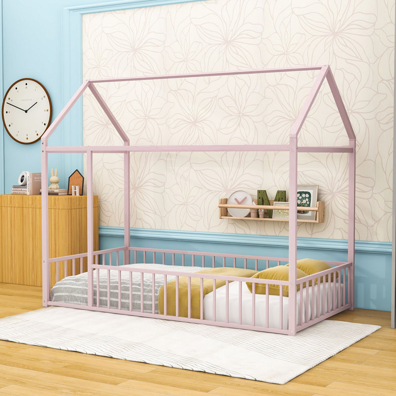 Lit simple avec conception de maisonnette, Pink