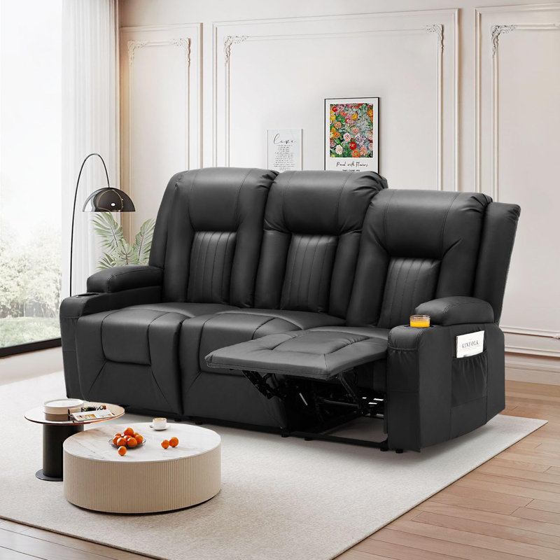 Reclining Loveseat With Cup Holders&side Pockets, Black
