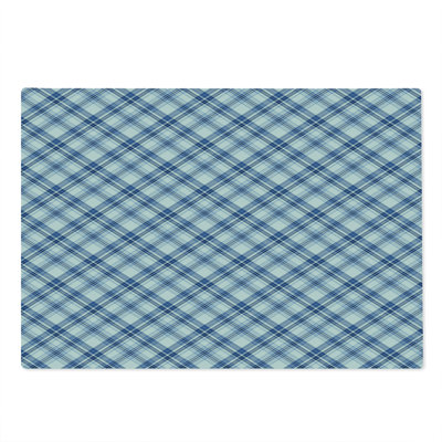 Ambesonne Navy Plaid Cutting Board Large Size Fashion Diagonal Lines Azure Blue Sky Blue