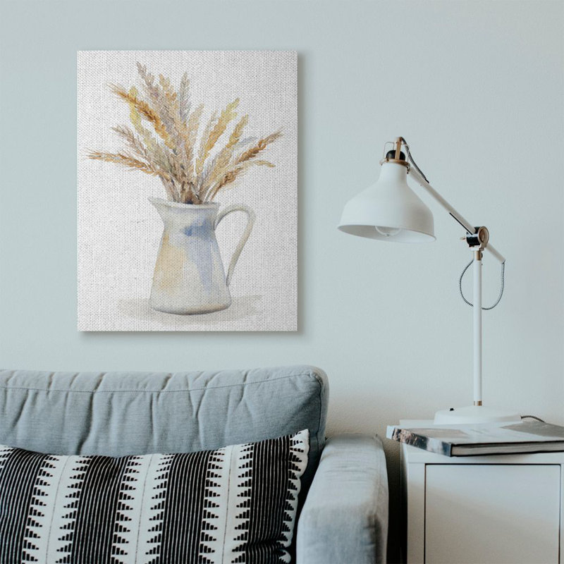 «Wheat in Jug Still Life Watercolor Painting», impression sur toile, H 40 po x l 30 po x P 1,5 po, Toile tendue