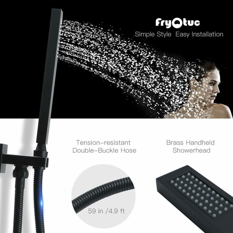 Robinet de douche seulement avec valve brute, Noir mat