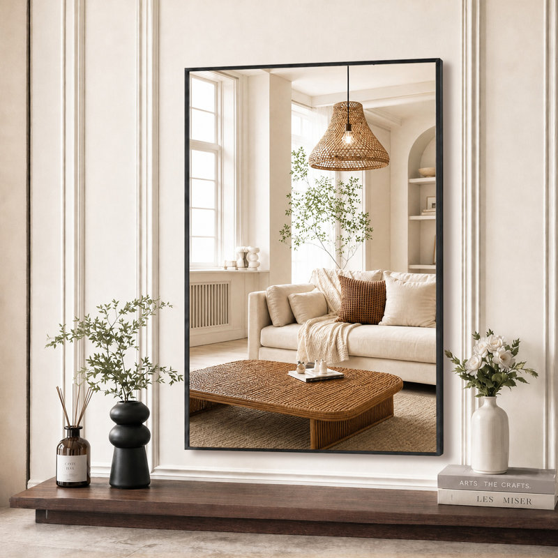 Miroir de meuble-lavabo mural vertical / horizontal, 29,92 po x 35,43 po, Noir