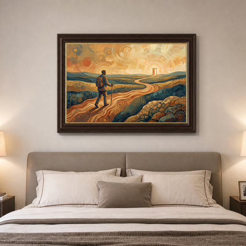 «Hiker On Swirling», 12"H x 18"W