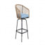 Ensemble de 4 tabourets de bar d'extérieur, chaise de bar en rotin toutes saisons avec accoudoirs et dossier, osier PE