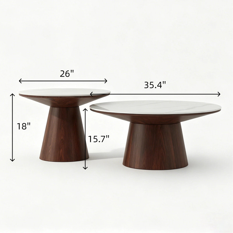 Tables basses gigognes Ansel, Blanc mat / brun