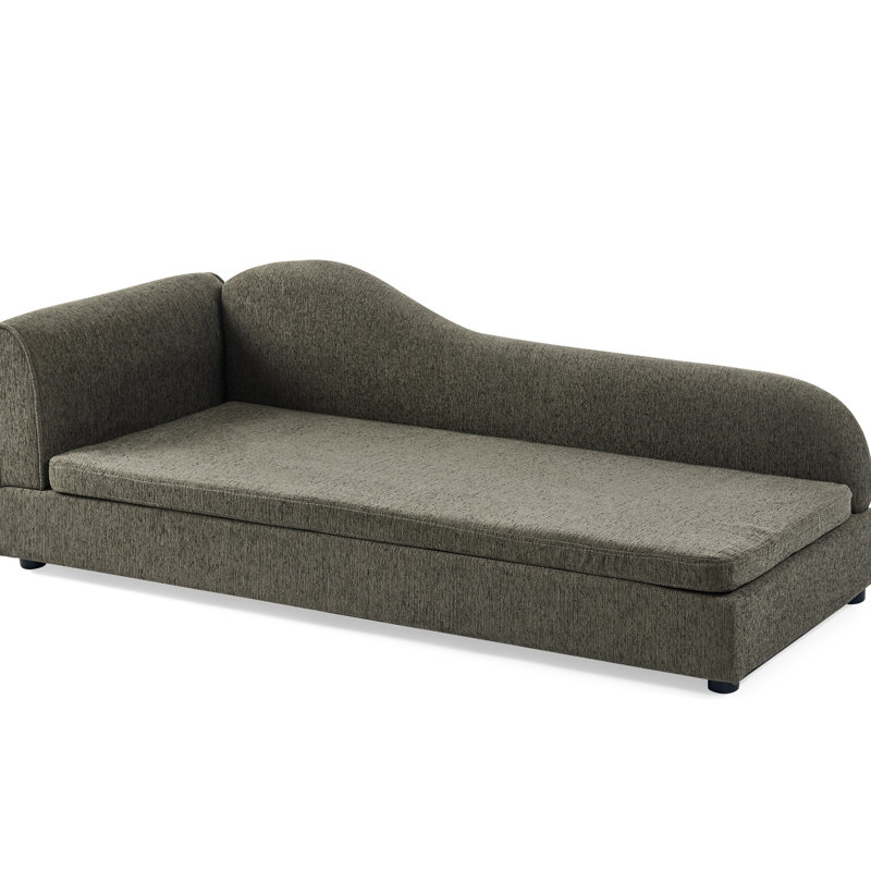 Espace de détente pour chien de taille moyenne et grande - conception moderne avec motif irrégulier, accoudoir simple, housse en lin respirant, pieds en plastique bas gris foncé, dimensions pour animaux de compagnie surdimensionnés de 55 po x 26 po x 18,5 po