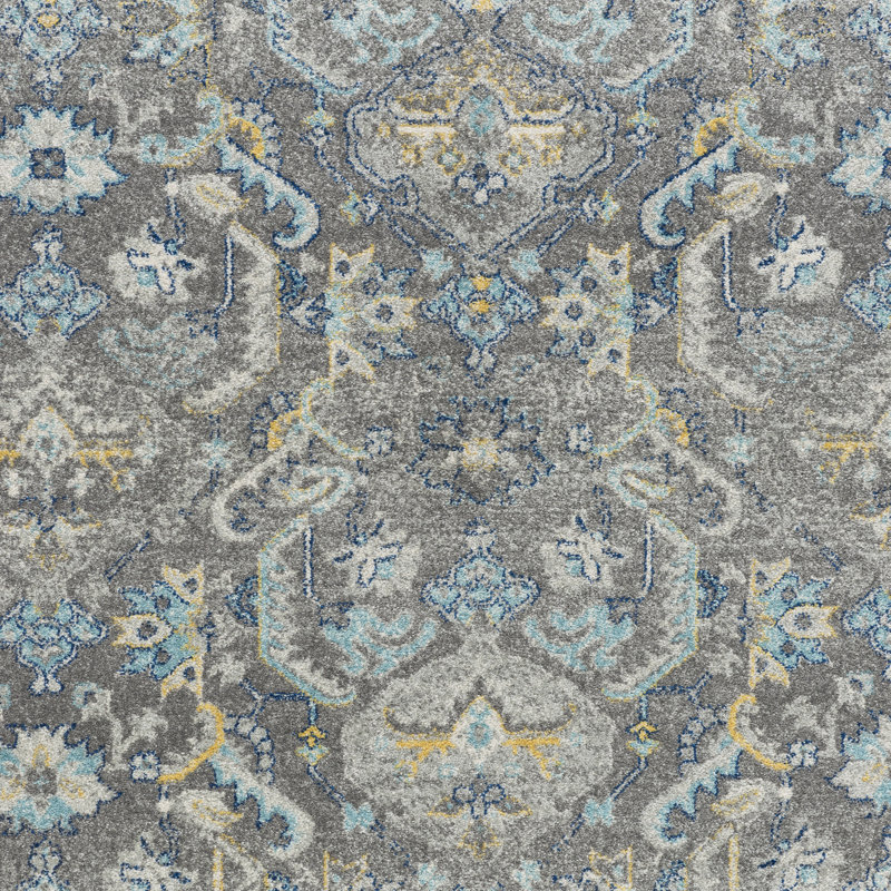 Turkish Chelsea Gray/Ivory Area Rug, Rectangle 11'11" x 14'10"