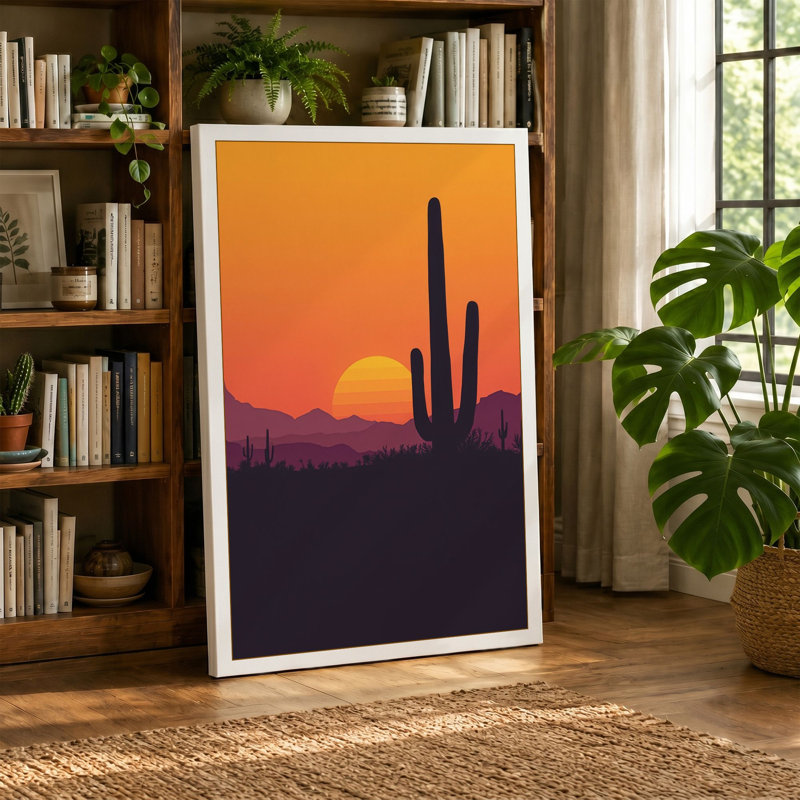 Desert at Dusk Minimalist - Wrapped Canvas, 30x20 - 76.2 x 50.8 cm, Teal Border