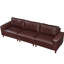 Canapé trois places de luxe de 112 po bordeaux, revêtement en cuir PU respirant, structure en bois massif et confort d'assise optimal pour salon, style milieu du XXe siècle, appartement
