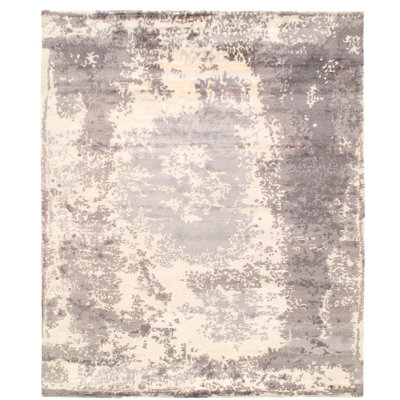 Tapis de zone noué la gris 8 pi x 10 po one-of-kind Cortina