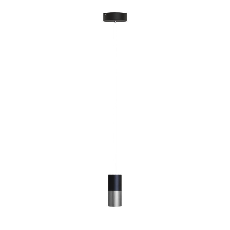 Luminaire suspendu cylindrique à 1 lumière DEL Grecia, Noir / nickel