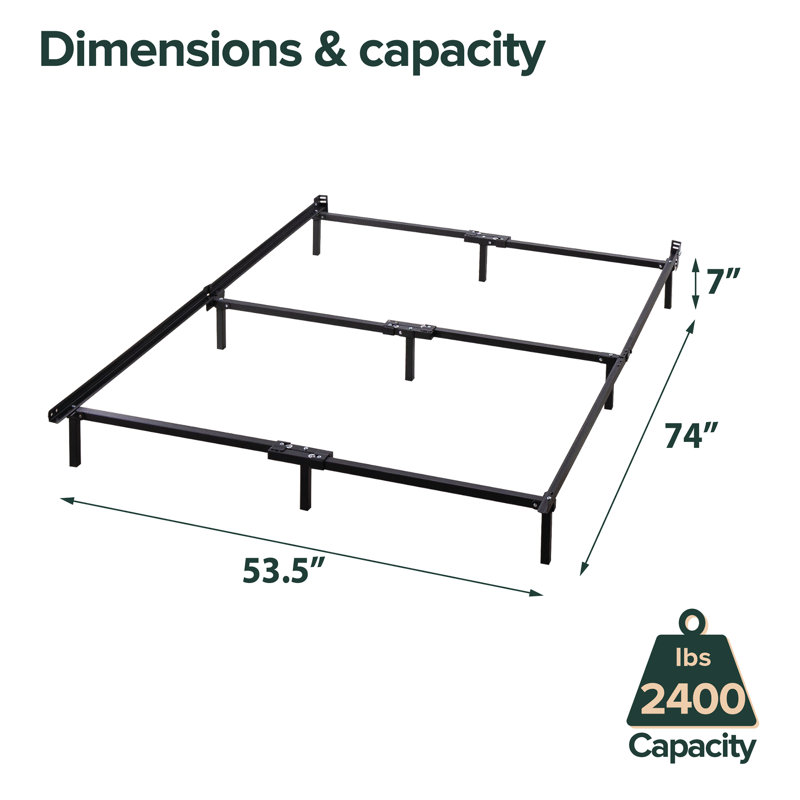 7" Steel Bed Frame - Sleep by Wayfair™, Full / Double, Black