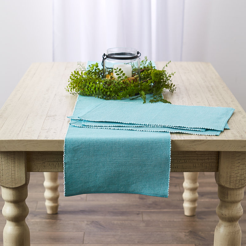 100% Cotton Table Runner, 108" x 13", Aqua