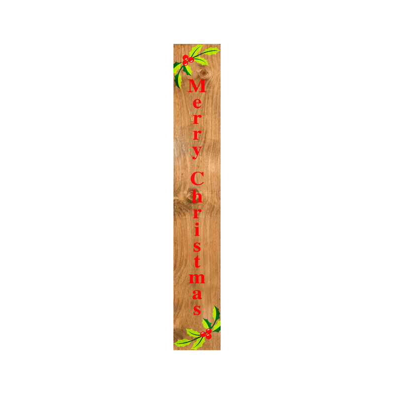 Décoration de porche « Joyeux Noël » en houx, 150 cm x 18,5 cm, 59" H x 7.25" W x 0.75" D