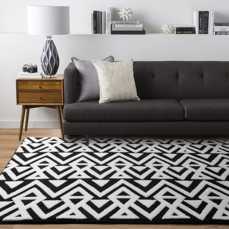 Ultra-Soft Plush Memory Foam Rug Luxury Geometric Textured Area Rug