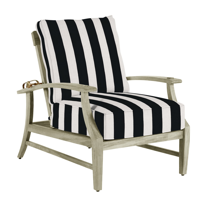 Fauteuil inclinable Croquet en teck - Huître, Pas de soudure, Teck huître, Sunbrella® ‑ Cabana à rayures minuit