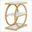 Table d'appoint industrielle à 3 niveaux avec structure ronde en métal