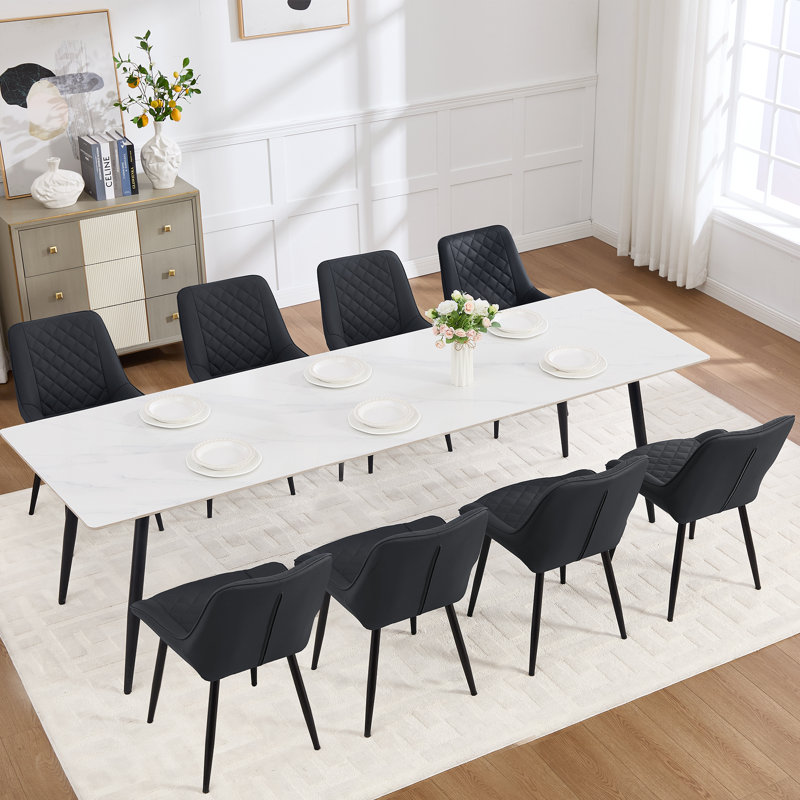Chaise rembourrée en similicuir, 6, Noir
