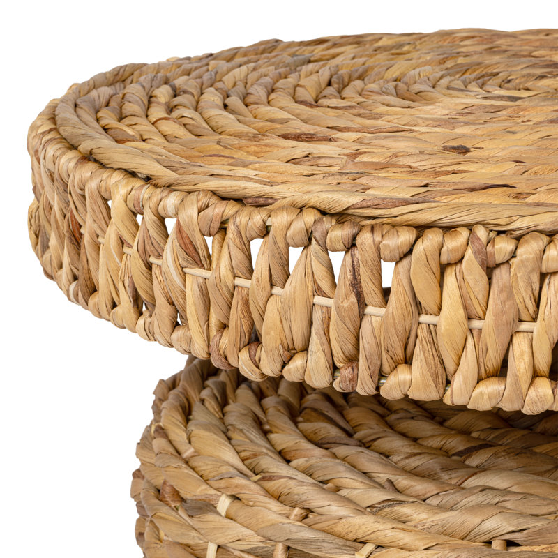 Table d'appoint ronde en jacinthe d'eau tissée naturelle de 24 po Marisol Bohemian, Natural