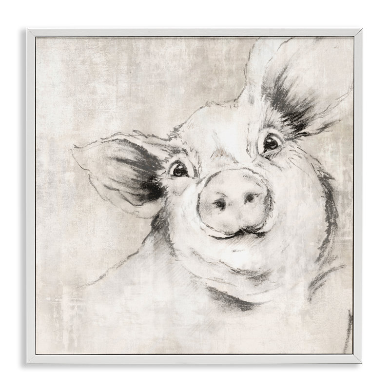  Pig Sketch Impression Grey Framed Giclee Art by Eli Jones, H 17 po x l 17 po, Estampe numérique encadrée blanc bord de mer