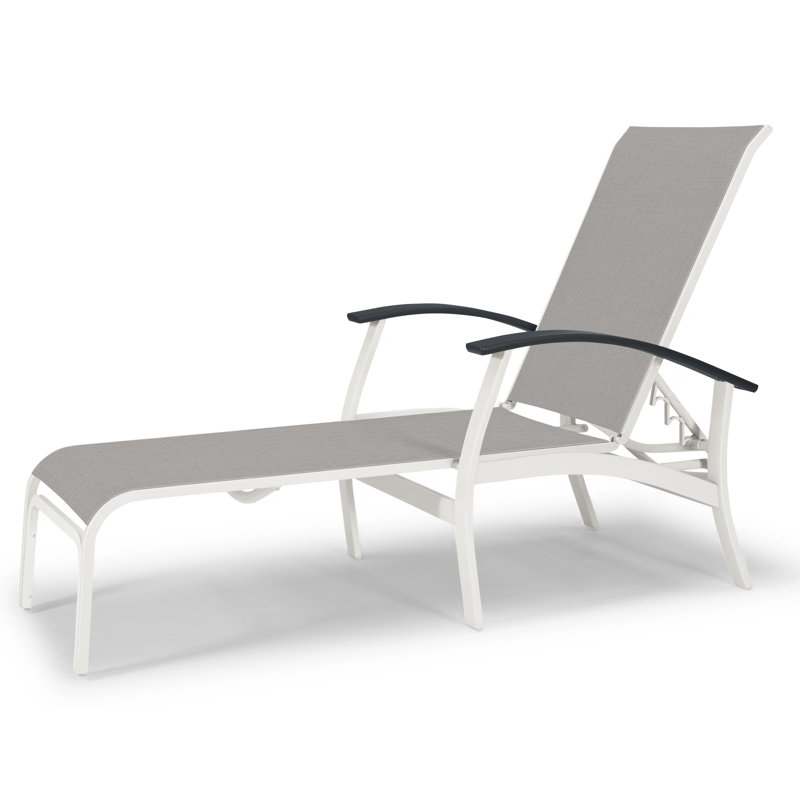 Askar Outdoor Rust-Resistant Metal Chaise Lounge, Alloy Sunbrella®, Textured Snow, Classic Graphite P30