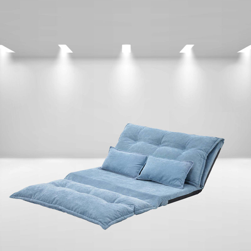 Fauteuil futon simple à dossier large de 43 po Theresa, Bleu