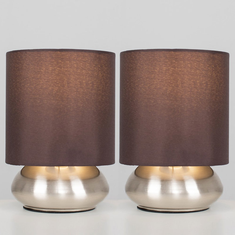 Vatukoula Standard Table Lamp, Chocolate Brown, Brushed Chrome