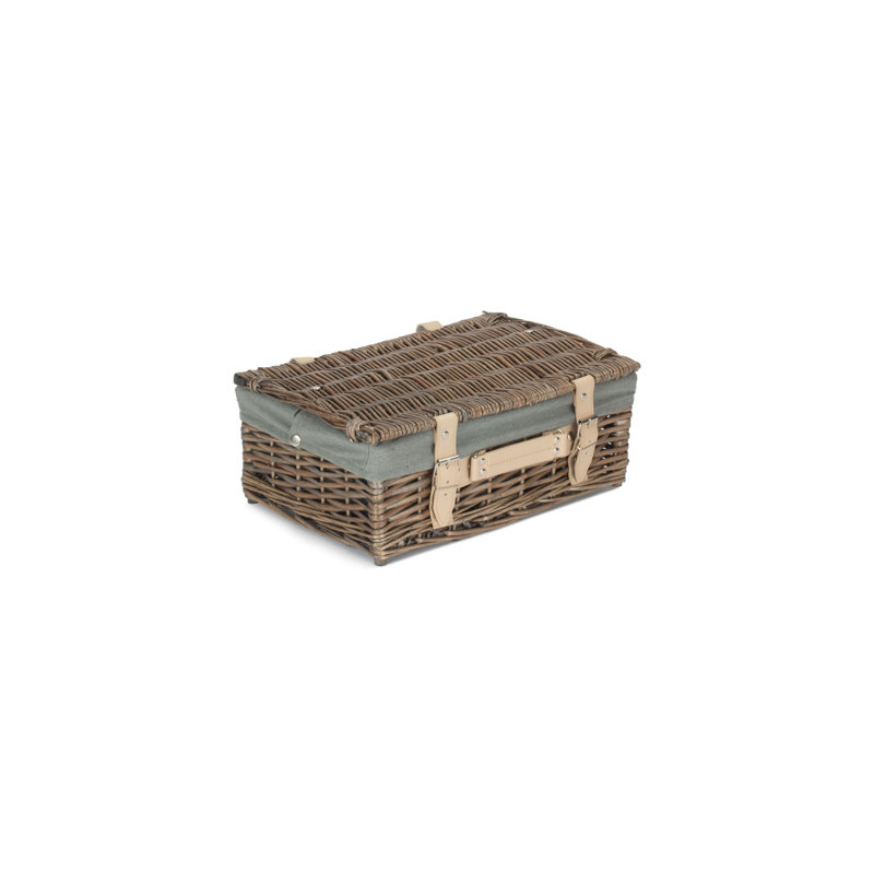 Wicker Hamper Basket with Lining, Antique Wash/Grey, 15cm H x 36cm W x 26cm D