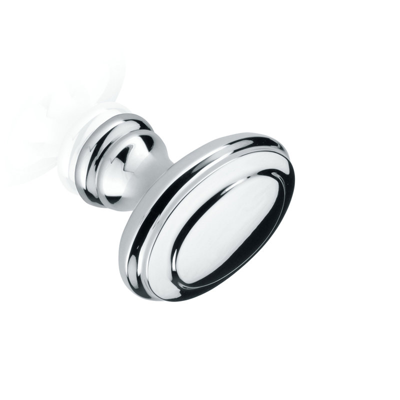 Poignée ronde Queen's, Chrome brillant, H 1,26 po x l 0,98 po x P 0,98 po