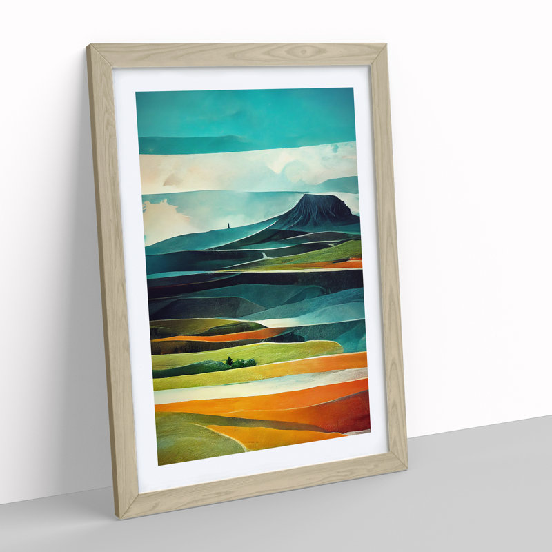Meadow Landscape Abstract No.5 - Framed Print, 34cm H x 25cm W x 2cm D, Oak