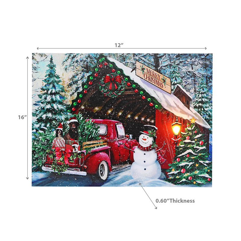 Décoration murale voiture avec bonhomme de neige