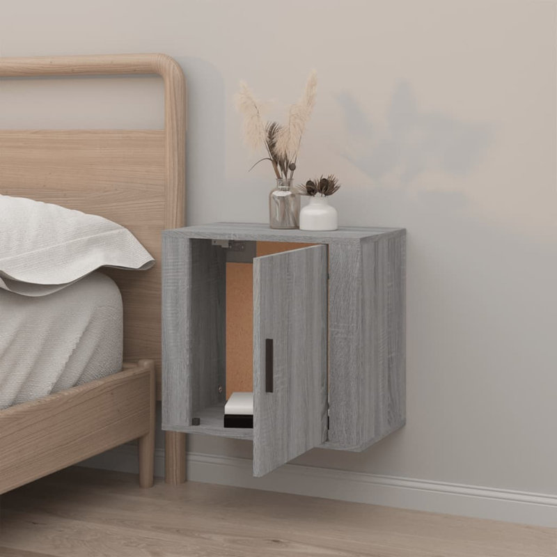 Janiyha 50cm W Manufactured Wood Bedside Table, Dark Grey, 1