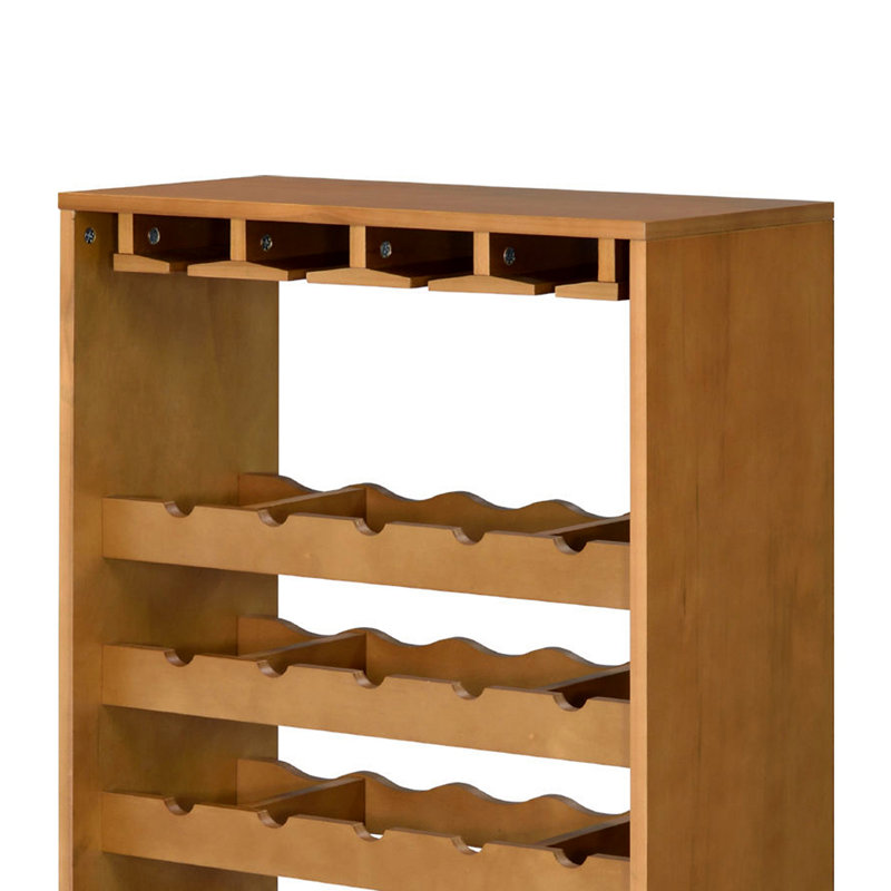 Support à vin en bois avec tablette à 7 niveaux, chêne